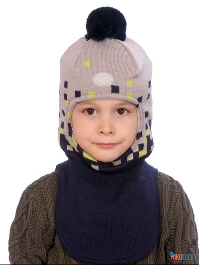 Шапка-шлем   21101-07, цвет темно-синий, серый р. 50-52