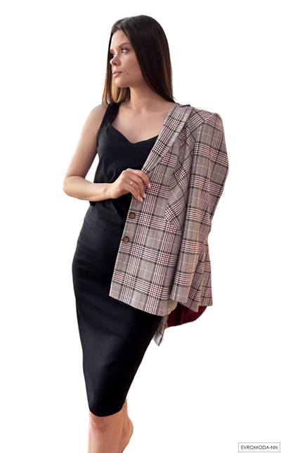 Костюм женский серый в клетку 3428 Pretty One