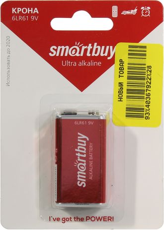 Батарейка Крона щелочная Smartbuy SBBA-9V01B 9V 1 шт