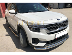 Защита переднего бампера двойная d60/42 для Kia Seltos (2019-...)