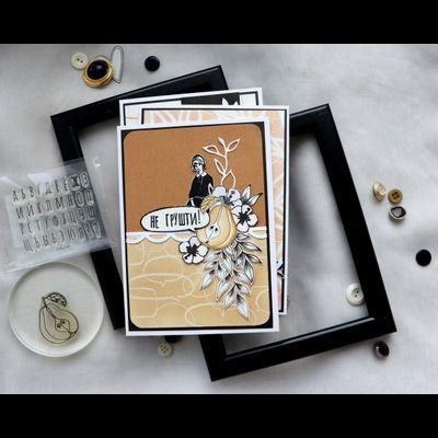 ФП штамп "Девушка в платье с воротничком"