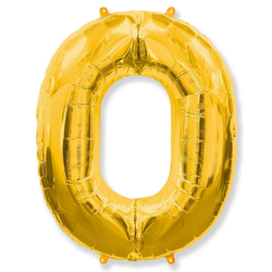 Воздушный шар фольгированный "Цифра 0. Золото"  (Испания) 102 см.