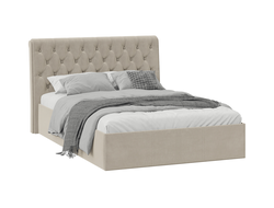 Кровать Скарлет двойная Универсальная с ПМ Тип 1 Велюр Мокко светлый 1400