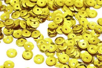 Пайетки круглые золото, 6 мм, цена за пакет (10 г)