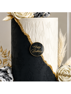 Набор Топпер-жетон "Happy Birthday" №2 10 шт. (золото/черный)