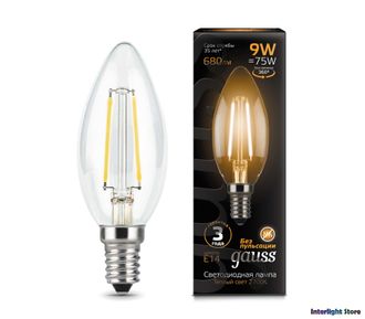 Gauss LED Filament Candle B75 9w 827/840 E14