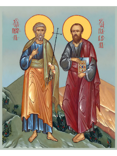Святые Апостолы Петр и Павел. Рукописная икона.