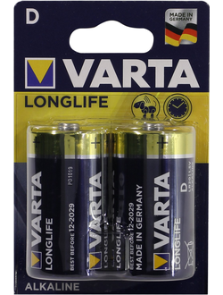 Батарейка D щелочная VARTA LONGLIFE 4120-2 1.5V 2 шт