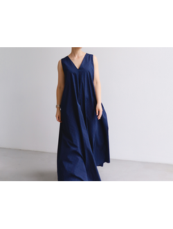 Платье летнее из плотного брендового хлопка (темно-синий)