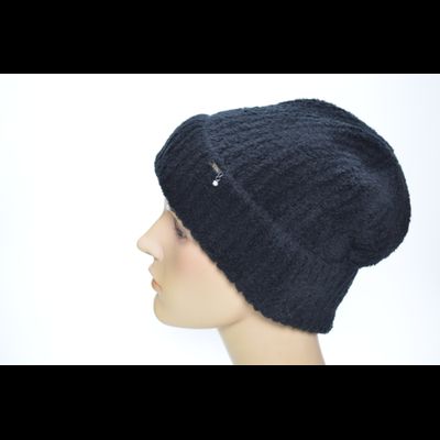 Шапка Vizio Италия 1416 черная кашемир с отворотом