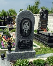 На фото круглый памятник на могилу из серого гранита в СПб