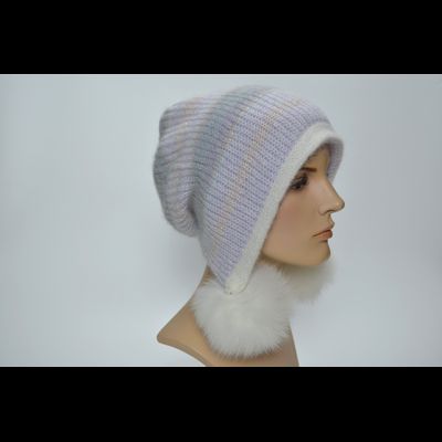 Шапка ушанка Vizio Италия 1307 PP 66  с помпонами белая
