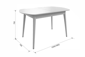 Стол обеденный раздвижной САЛЬСА 1,2м (1,56м) белый