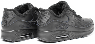 Nike Air Max 90 Running черные кожаные с мехом