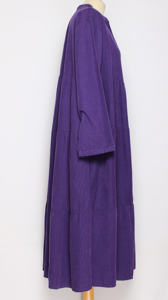 Платье Бохо "Стойка вельветовое " три яруса сиреневое до р.56