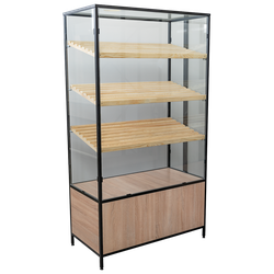 Витрина для кондитерской с стеклянной витриной и каркасом из дерева, ЛДСП и металла