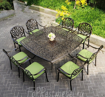 Садовый обеденный комплект Capri 8 из литого алюминия