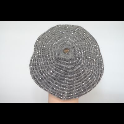 Vizio 6937 берет Италия вязаный серый с пайетками