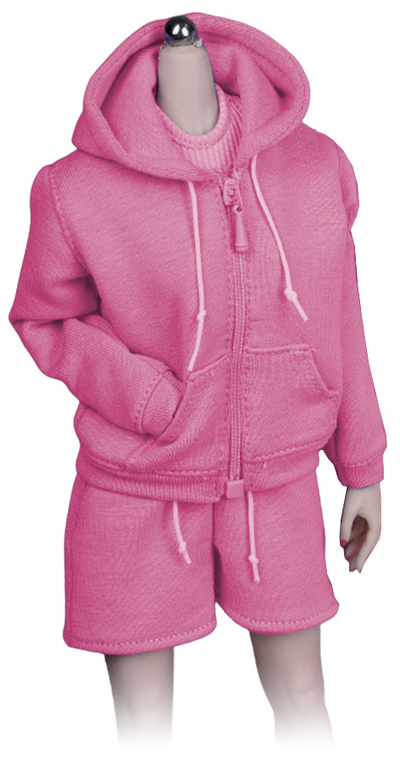 Женский спортивный костюм, набор из 3 предметов (розовый) - 1/6 - Cool street fashion sports style hooded sweater vest shorts three-piece suit  (SA023C) - SA Toys