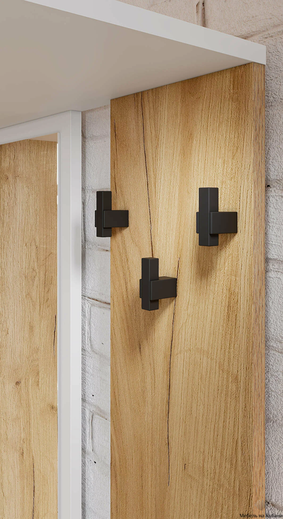 Абрау вешалка с зеркалом прихожая Дуб золотой/Белый