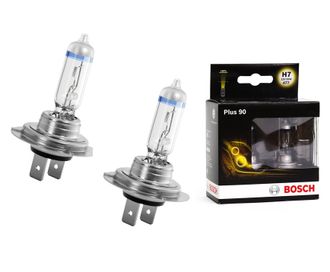 BOSCH PLUS 90 H7 55W INCANDESCENT LAMPS SET OF 2 + 90% MORE LIGHT 1987301075