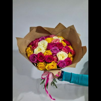 Роза Россия 50 см 35 шт микс