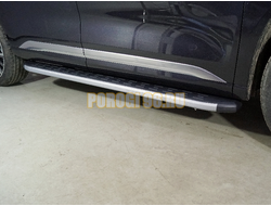 Пороги алюминиевые с пластиковой накладкой (карбон серебро) 1920 мм ТСС для Exeed VX 2023-