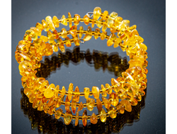 Браслет из желтого янтаря, тройной , безразмерный