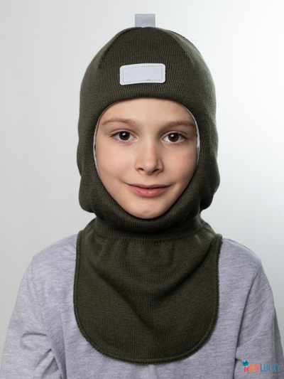 Шапка-шлем 20101-01 с утеплит, х/б подклад, темный хаки 48-50