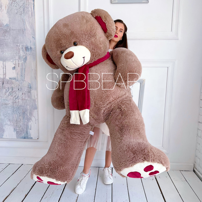 Гигантский плюшевый медведь 190 см кофейный Кевин