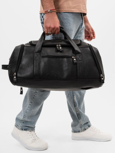 Кожаная дорожная сумка / рюкзак Napoli black 
(арт. 4034-01)