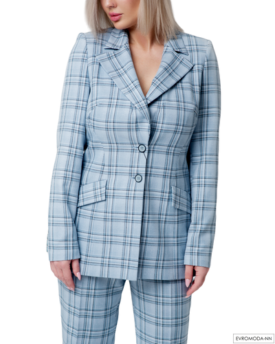 Костюм женский голубой в клетку Pretty One р.44
