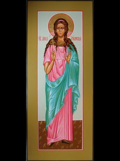 Анна (Агния) Римская, Святая мученица, дева. Рукописная мерная икона.