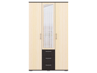 Шон-12 Шкаф распашной с зеркалом 2100х1200х540 Венге/Дуб молочный