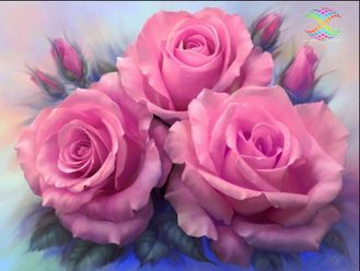 Розовые розы Ah3537 (алмазная мозаика)  mc-mb avmn