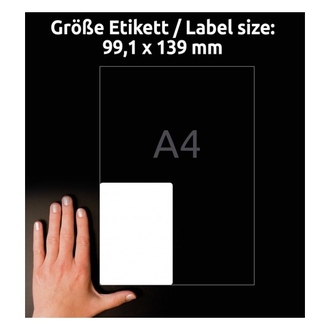 Этикетки А4 всепогодные Avery Zweckform, белый полиэстер, 99.1x139мм, 4шт/л, L4774-20