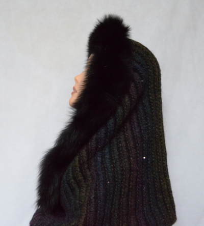 Вязаный шарф труба с мехом Италия Визио фото