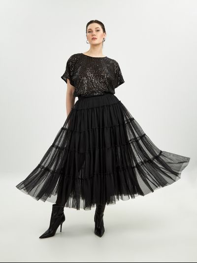 Эффектная юбка миди