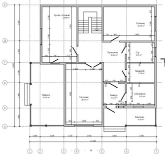 Двухэтажный каркасный дом с четырьмя спальнями 233м² (SK60)