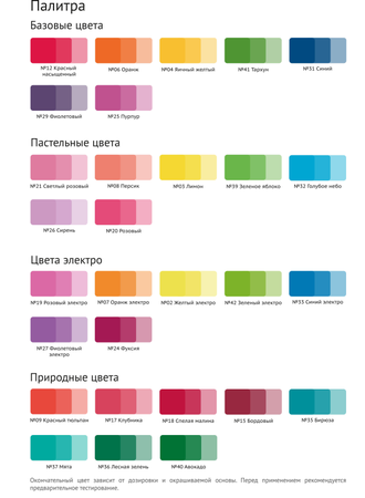 Карта цветов серии KREDA-S