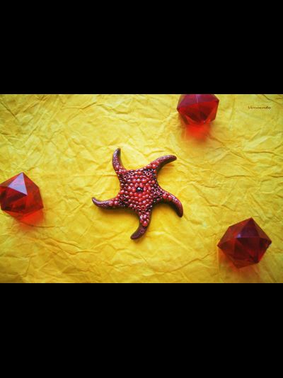 Красивая брошь "Морская звезда Золотых Морей" с родолитом
