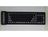 Клавиатура беспроводная силиконовая без русских букв на клавишах, черная с серым (гарантия 1 месяц)