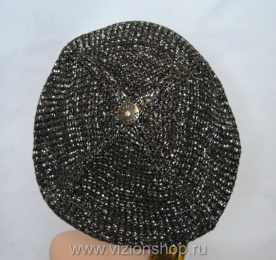 вязаный черный берет летний женский