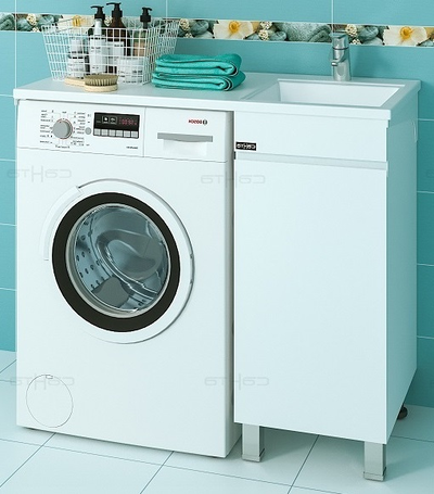 Тумба напольная Марс 38 R с умывальником над стиральной машиной Лидер 100