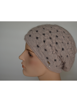 Женский берет вязаный из мохера и альпака Vizio Италия 6992 розовый фото