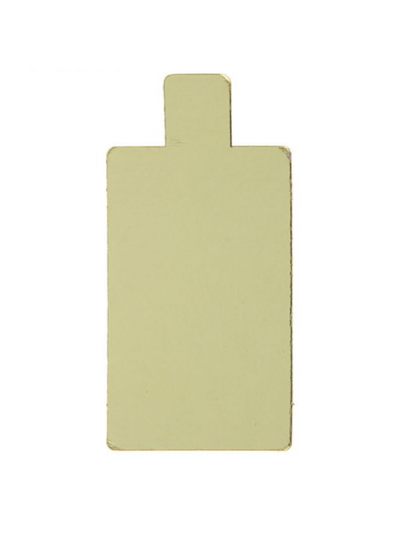 Подложка для пирожных прямоугольная с держателем 100*65 мм (золото), 0,8 мм