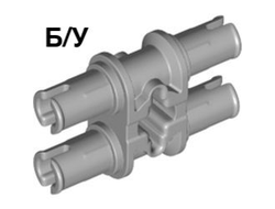 ! Б/У - Technic, Pin Double with Axle Hole with Squared Pin Holes, Light Bluish Gray (65098 / 6315900) - Б/У