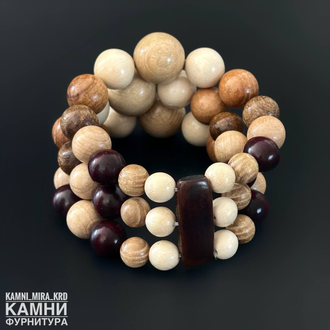 Браслет "Градация" микс круглых деревянных бусин с градацией от 10 до 20 мм, цена за штуку