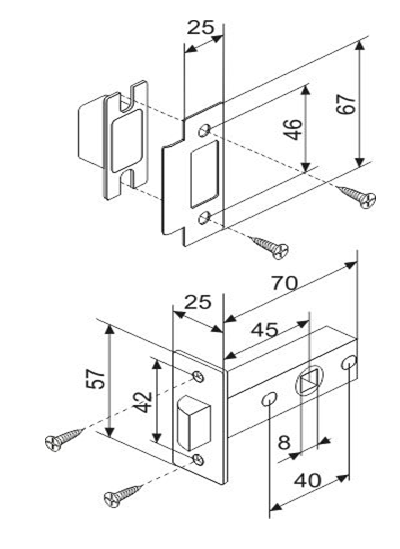 Защелка межкомнатная MORELLI L6-45 PG Цвет - Золото