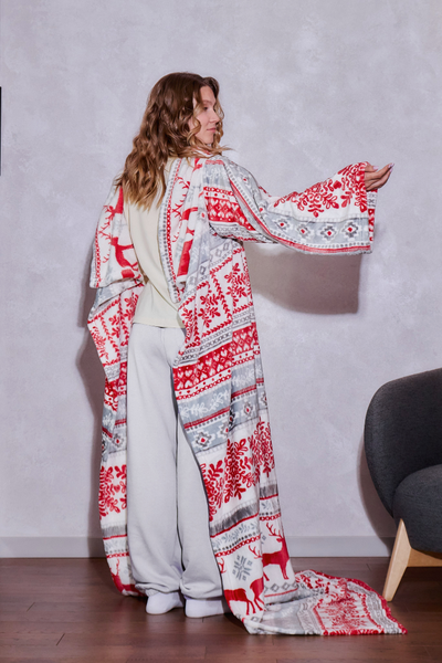 Плед с рукавами "Новогоднее утро" из микрофибры (велсофта)